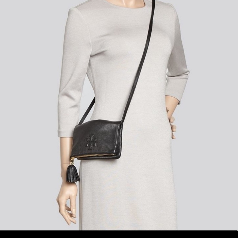 Tory Burch Women's Black Thea Mini Foldover Crossbody- Great Condition